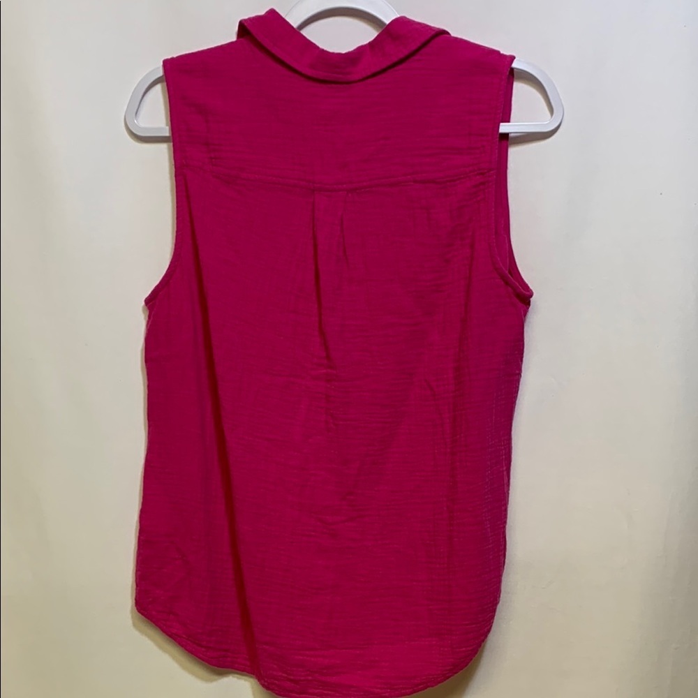 J. Crew Pink Collared Button Down Sleeveless Shirt - Picture 3 of 3